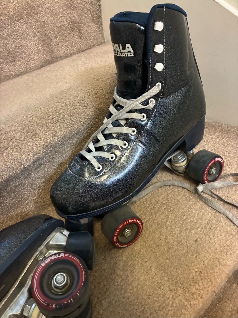 Impala sparkly blue roller skates